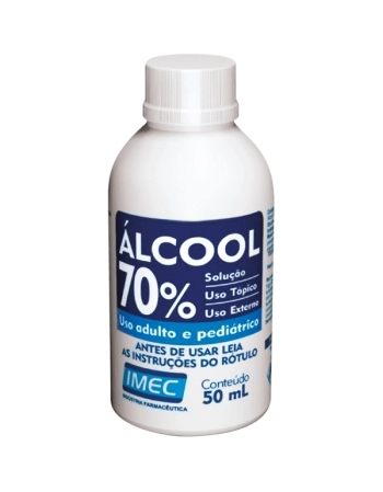 ALCOOL 70% 50ML FRASCO PLASTICO IMEC