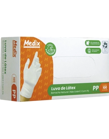 LUVA LATEX C/PO NAO CIRURG PP 100UN MEDIX