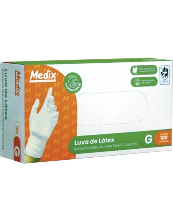 LUVA LATEX C/PO NAO CIRURG G 100UN MEDIX