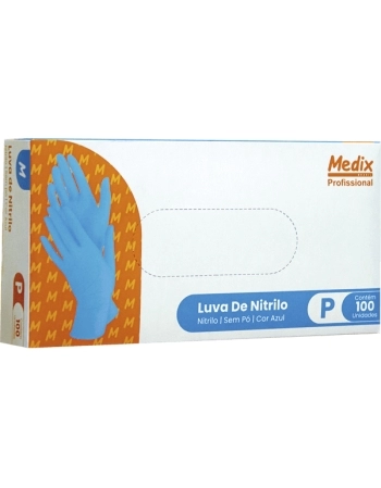 LUVA NITRILICA S/PO AZUL P 100UN MEDIX