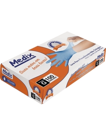 LUVA PROCED LATEX S/PO NAO CIRURG AZUL TAM G 100UN MEDIX