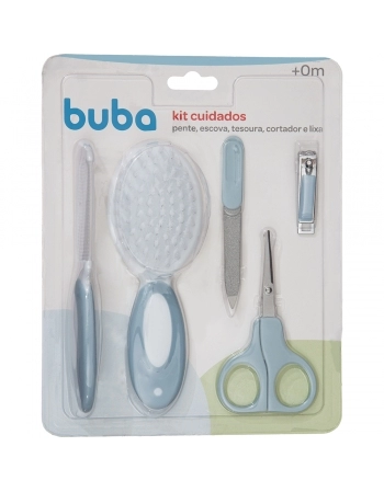 BUBA KIT CUIDADOS AZUL (PENTE, ESCOVA CABELO,LIXA,CORTADOR,TESOURA)