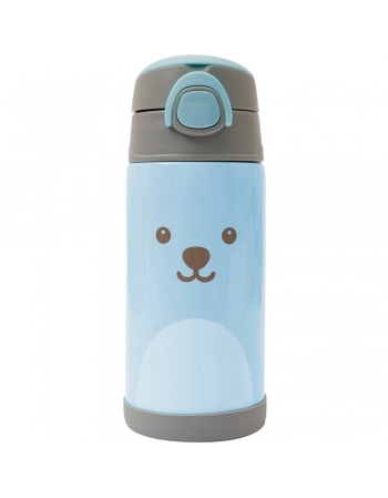 BUBA COPO TERMICO PAREDE DUPLA AZUL COM CANUDO 400ML