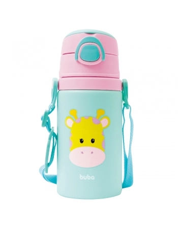BUBA GARRAFA ALUMINIO C/CANUDO 450ML ANIMAL FUN GIRAFA