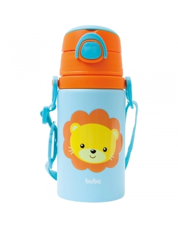 BUBA GARRAFA ALUMINIO C/CANUDO 450ML ANIMAL FUN LEAO