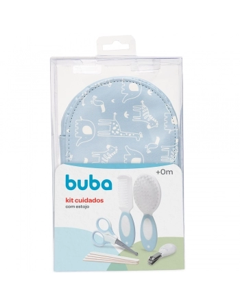 BUBA KIT CUIDADOS C/ESTOJO AZUL (LIXA,CORTADOR,TESOURA,ESCOVA CABELO,PENTE)
