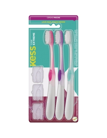 KESS KIT 3 ESCOVAS DENTAIS EXTREME CLEAR MACIAS BELLIZ