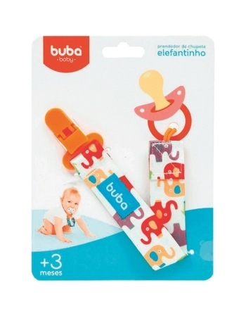BUBA PRENDEDOR DE CHUPETA ELEFANTINHO LARANJA