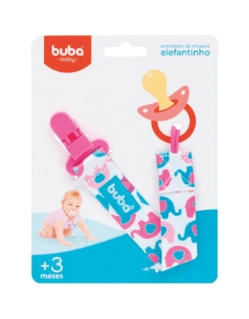 BUBA PRENDEDOR DE CHUPETA ELEFANTINHO ROSA