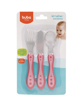 BUBA KIT 3 TALHERES ESTRELINHA ROSA