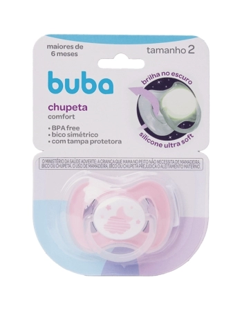 BUBA CHUPETA COMFORT Nº2 NUVEM ROSA C/TAMPA PROTETORA