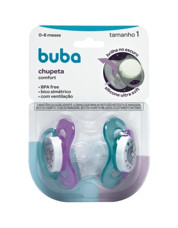 BUBA CHUPETA Nº1 UNICORNIO LILAS E VERDE NOTURNA 2 UND