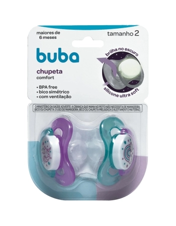 BUBA CHUPETA Nº2 UNICORNIO LILAS E VERDE NOTURNA 2 UND