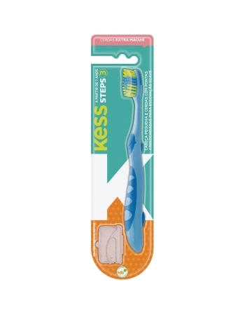 KESS ESCOVA DENTAL KIDS STEPS 3 EXTRA MACIA AZUL/ROSA BELLIZ