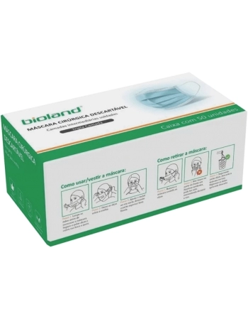 MASCARA CIRUR TRIPLA AZUL CX 50UND BIOLAND
