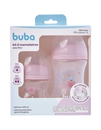 BUBA KIT 2 MAMADEIRAS EASY FLOW ELEFANTE ROSA 120/270ML