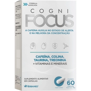 COGNIFOCUS (CAFEINA, COLINA, TAURINA, TREONINA, VITAMINAS E MINERAIS) 60CPS HERBAMED