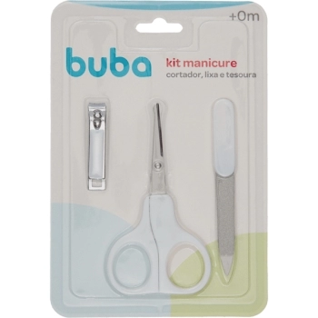 BUBA KIT MANICURE BRANCO (CORTADOR, LIXA E TESOURA)