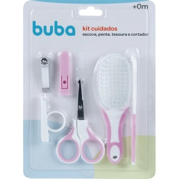 BUBA KIT CUIDADOS ROSA (PENTE, ESCOVA ,CORTADOR,TESOURA)