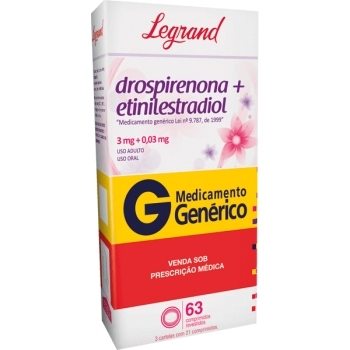 G.DROSPIRENONA+ETINILESTR 3+0,03MG 63CPR (YASMIN) LEGRAND