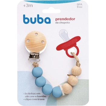 BUBA PRENDEDOR DE CHUPETA SILICONE E BAMBU AZUL