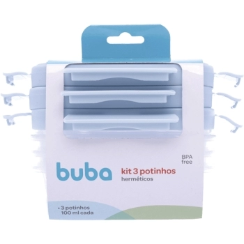 BUBA KIT 3 POTINHOS HERMETICOS AZUL 100ML