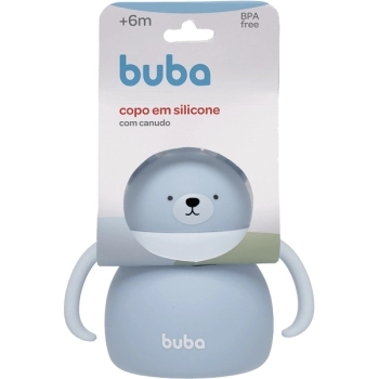 BUBA COPO SILICONE C/CANUDO URSO AZUL 200ML