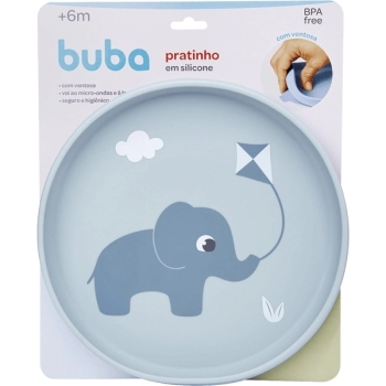 BUBA PRATINHO SILICONE COM VENTOSA CLOUDY AZUL +6M