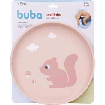 BUBA PRATINHO SILICONE COM VENTOSA CLOUDY ROSA +6M