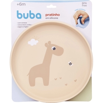 BUBA PRATINHO SILICONE COM VENTOSA CLOUDY BEGE +6M