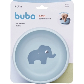 BUBA BOWL SILICONE C/VENTOSA CLOUDY AZUL 350ML (+6)
