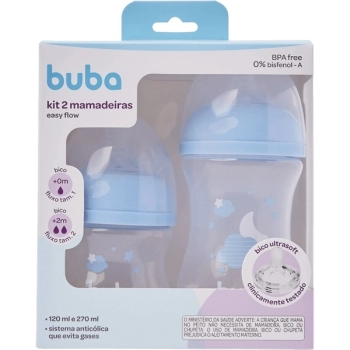 BUBA KIT 2 MAMADEIRAS EASY FLOW NUVEM AZUL 120/270ML