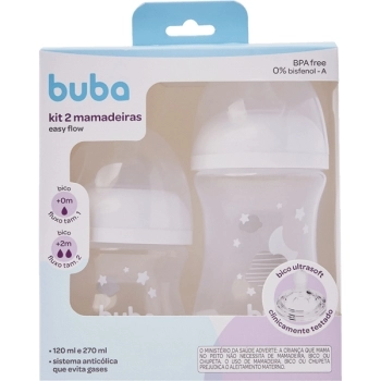 BUBA KIT 2 MAMADEIRAS EASY FLOW NUVEM BRANCA 120/270ML