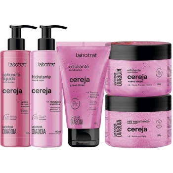 KIT BANHO DIA DIA CEREJA (BODY,2 ESFOL,HIDRAT,SAIS) LABOTRAT