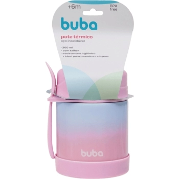 BUBA POTE TERMICO C/COLHER DEGRADE ROSA 320ML