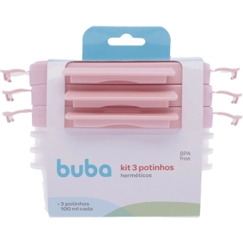 BUBA KIT 3 POTINHOS HERMETICOS ROSA 100ML