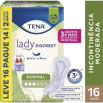 ABSORVENTE TENA LADY DISCREET NORMAL L16 P14 UN ESSITY