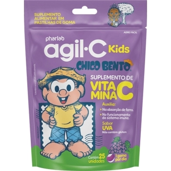 AGIL-C KIDS SABOR MORANGO 25 GOMAS PHARLAB