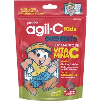AGIL-C KIDS SABOR MORANGO 25 GOMAS PHARLAB