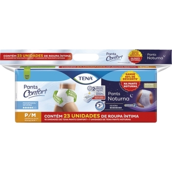 ROUPA INTIMA KIT TENA PANTS CONFORT C/16 + TENA PANTS NOTURNA C/7 P/M 23UND