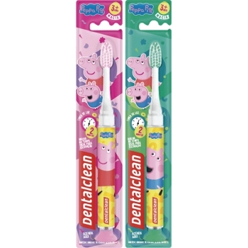 ESCOVA INF PEPPA PIG TIMER LIGHT MC ROSA/VERDE DENTALCLEAN