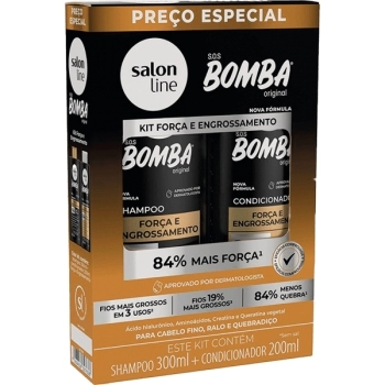 SOS BOMBA KIT SHAMP/CONDIC FORCA E ENGROSSAMENTO 300ML SALON LINE