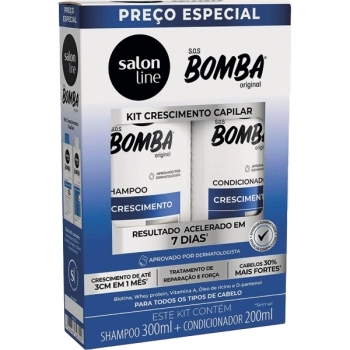 SOS BOMBA KIT SHAMP/CONDIC CRESCIMENTO 300ML SALON LINE