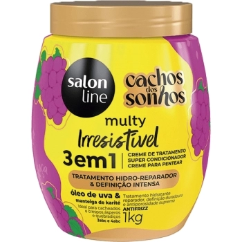 CACHOS DOS SONHOS CREME PENTEAR MULTY IRRESISTIVEL 3X1 UVA 1KG SALON LINE