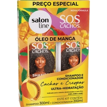 SOS CACHOS KIT SHAMP/CONDIC OLEO DE MANGA 300ML SALON LINE