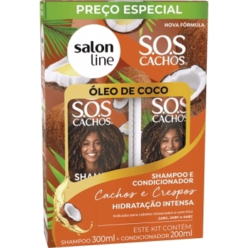 SOS CACHOS KIT SHAMP/CONDIC OLEO DE COCO 300ML SALON LINE