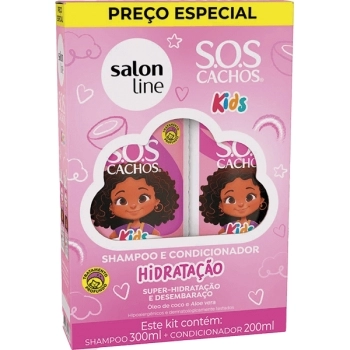 SOS CACHOS KIDS KIT SHAMP/CONDIC HIDRATACAO 300ML SALON LINE