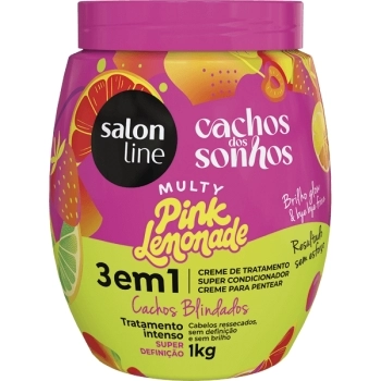 CACHOS DOS SONHOS CREME CONDICIONADOR MULTY PINK LEMONADE 3X1 1KG SALON LINE