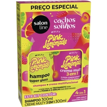 CACHOS DOS SONHOS KIT SHAMP/CONDIC MULTY PINK LEMONADE 300/300ML SALON LINE