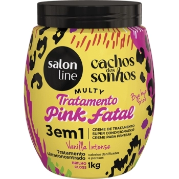 CACHOS DOS SONHOS CREME CONDICIONADOR MULTY PINK FATAL 3X1 1KG SALON LINE